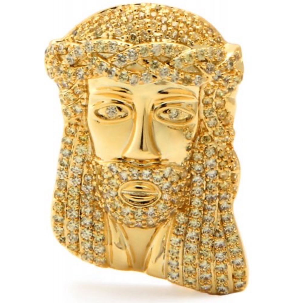 King Ice Iced Out Jesus Gold CZ Pin